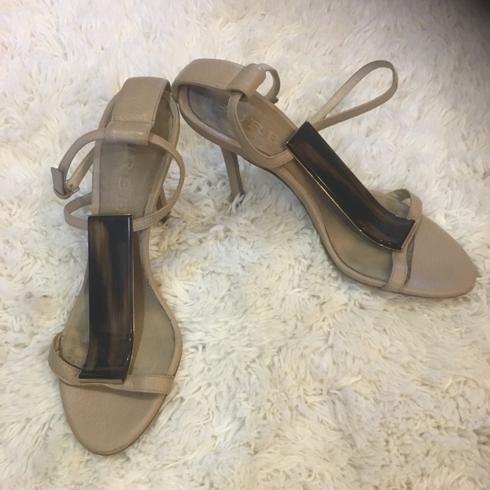 Burberry ankle strap beige heels